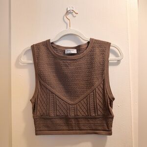 Aritzia Babaton Pointelle Sweater Knit Crop Tank | Mocha/Brown | Size M